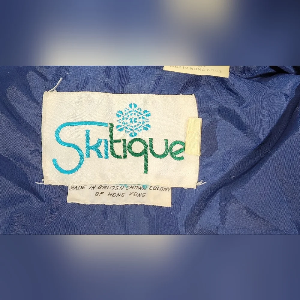 VINTAGE Skitique Unisex Vest Full Zip Vest Gray Duck Down Insulated Large Blue - Picture 11 of 12